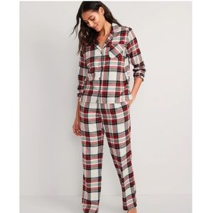 Old Navy white tartan flannel pjs set